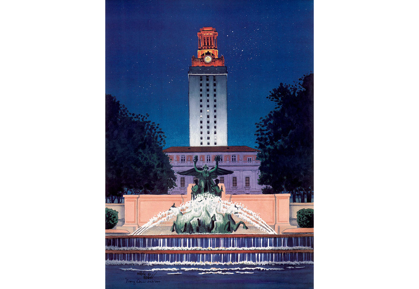 Mary Doerr - Tower with Fountain Print